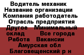 Водитель-механик › Название организации ­ Компания-работодатель › Отрасль предприятия ­ Другое › Минимальный оклад ­ 1 - Все города Работа » Вакансии   . Амурская обл.,Благовещенский р-н